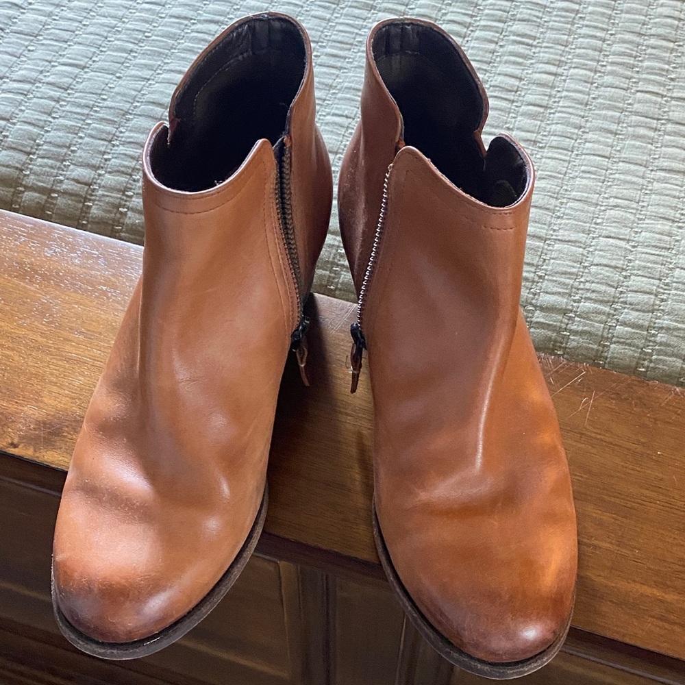 Clarks Tan Leather Ankle Boots